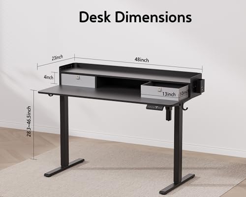 Electric Standing Desk with 2 Drawers, Height Adjustable for Home Office B137