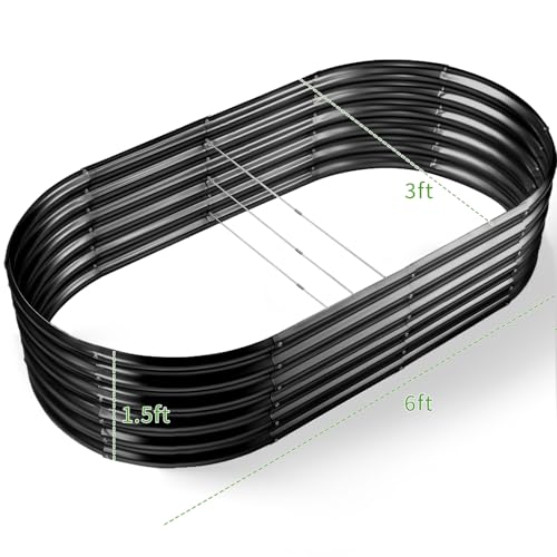 Galvanized Raised Garden Bed Kit, Oval Metal Planter Box for Vegetables E707229