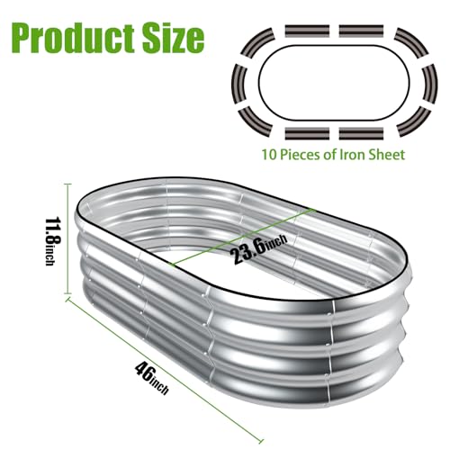 Galvanized Raised Garden Bed, 4x2x1ft Oval Metal Planter Box for Outdoor Vegetables T107625
