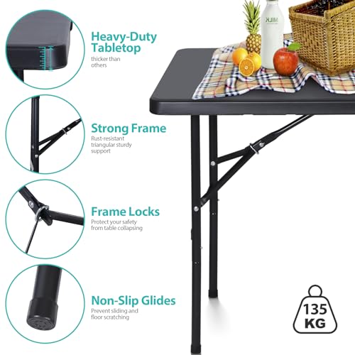 Portable 4 Foot Plastic Folding Table, Indoor Outdoor Heavy Duty, White R80992