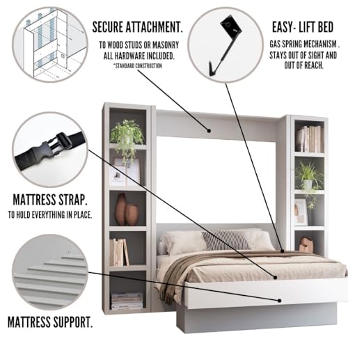 Queen Murphy Wall Bed with Two Bookshelves Y365306