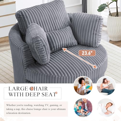 Swivel Barrel Chair with Ottoman for Living Room Bedroom, White W553228