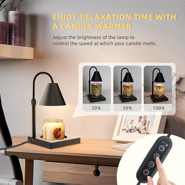Dimmable Metal Candle Warmer Lamp, Height Adjustable for Large Jars E992317