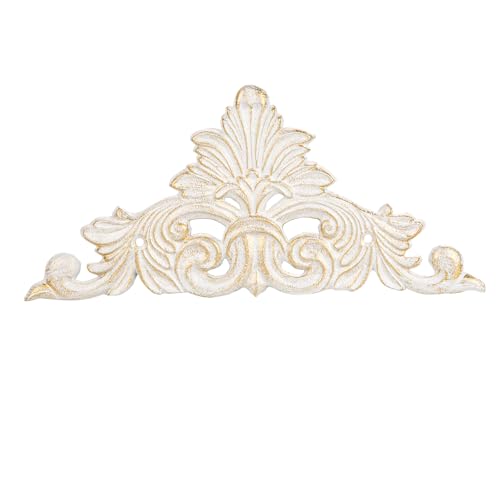Sungmor Victorian Style Cast Iron Wall Plaque, Antique White Fleur De Lis Design Metal Wall Art Decor - 11.8 Inch Large Decorative Shabby Chic Plaque for Doorway