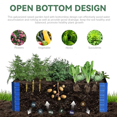Galvanized Raised Garden Bed 8x4x2ft, Large Metal Planter Box for Vegetables, Flowers, Herbs J9369