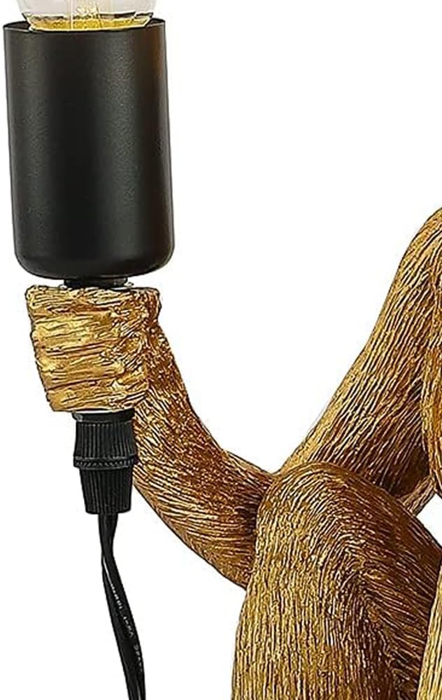 Sitting Monkey Resin Lamp, Gold G5231