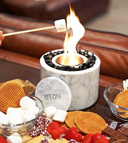 Tabletop Fire Pit Bowl - Portable Marble Fireplace, Indoor Outdoor, Mini Fire Pit for Patio Balcony K353