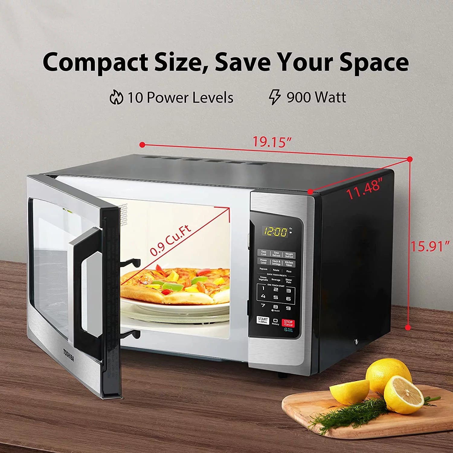 Microwave Oven 0.9 cu ft Stainless Steel with Eco Mode and LED Lighting A805