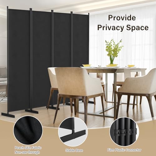 Room Divider 4 Panel, 80" W Portable Wall Divider for Room Separation, Freestanding Partition, Folding Privacy Screen F999430