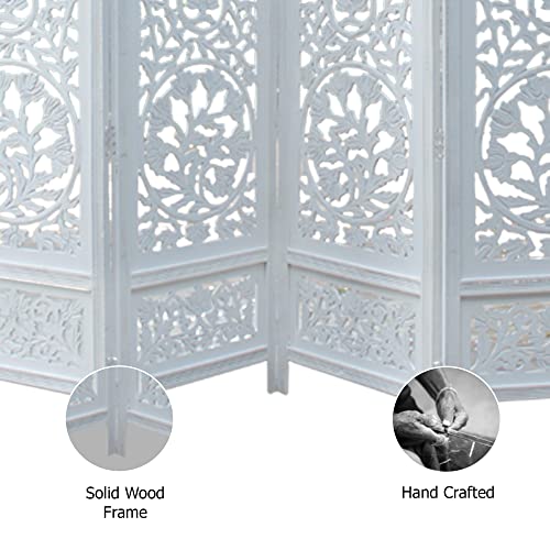 4 Panel Folding Wood Room Divider, Antique Brown, 72 x 80 L396608
