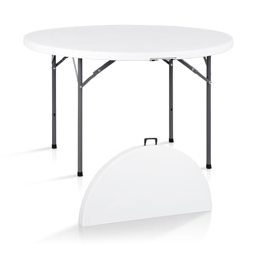 Portable 4 Foot Plastic Folding Table, Indoor Outdoor Heavy Duty, White R80992