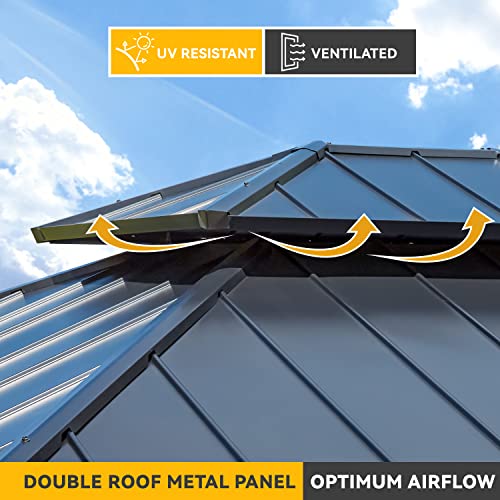 12x20 Hardtop Gazebo Double Roof Galvanized Steel Outdoor Aluminum Frame with Netting and Curtains M3306