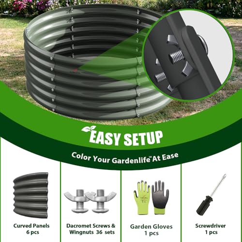 Galvanized Raised Garden Bed Oval Metal Planter Box for Vegetables Flowers A9593