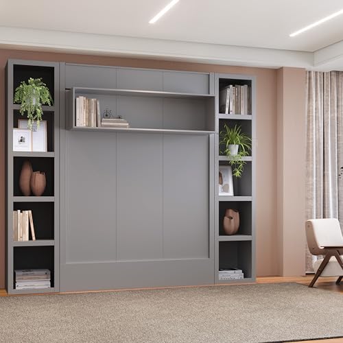 Queen Murphy Wall Bed with Two Bookshelves Y365306