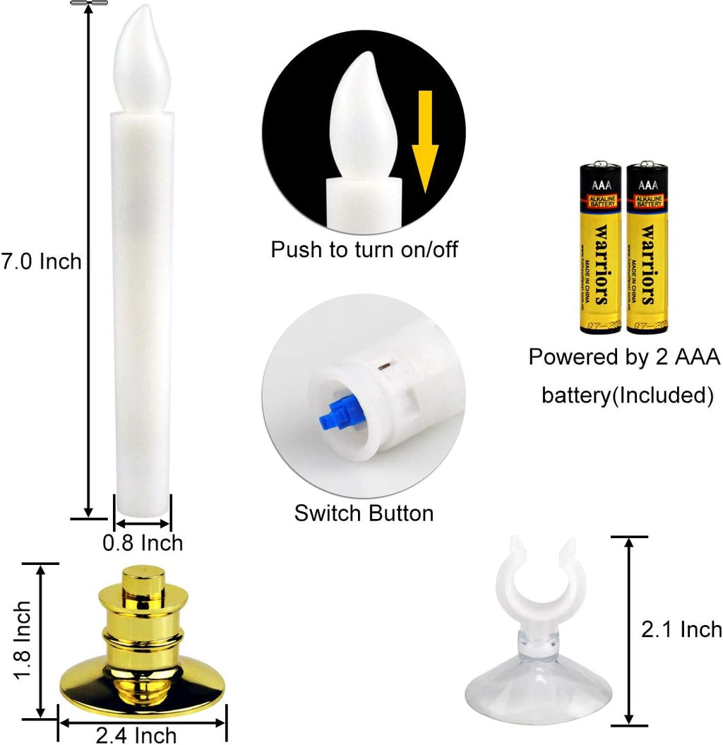 Christmas Window Candles with Timer, Battery Operated LED Taper Set A2557