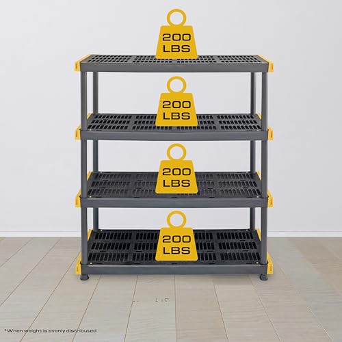 5-Tier Heavy Duty Plastic Storage Shelving Unit, 200lbs per Shelf, Indoor/Outdoor C860