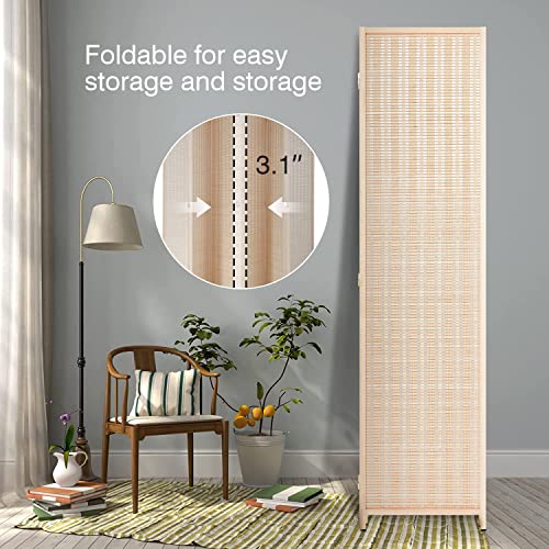 Bamboo Room Divider 6 Panel Folding Privacy Screen for Home L99111