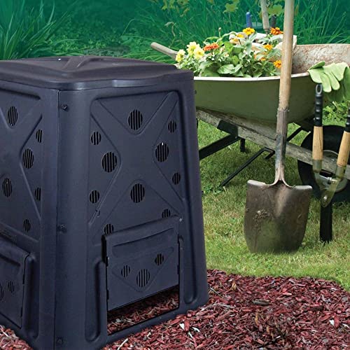 Outdoor Compost Bin with Lift Off Lid, 4 Door Access, Black J4591