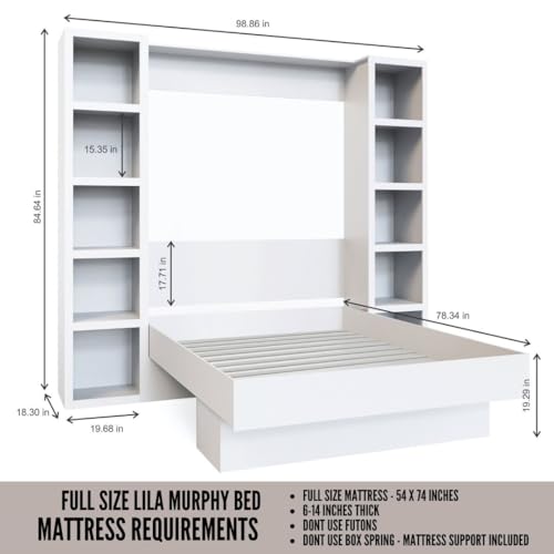 Queen Murphy Wall Bed with Two Bookshelves Y365306