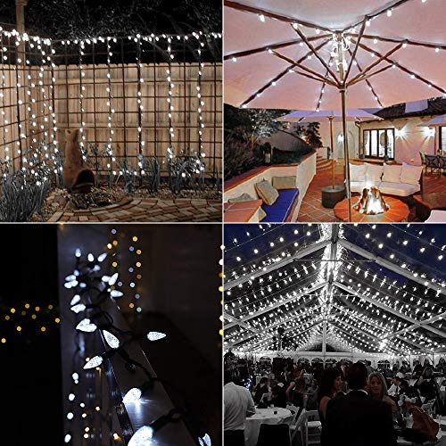 C9 Christmas Lights Cool White 16FT 25 LED Outdoor Connectable F4510