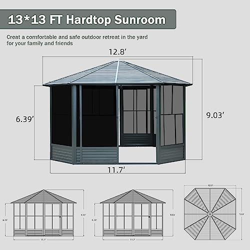 10 x 10 ft Hardtop Gazebo with Netting and Curtains, Galvanized Steel Roof for Patio and Garden X50618
