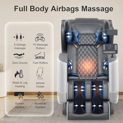 Zero Gravity Full Body Massage Chair with Heating, Foot Massage, Bluetooth Speaker L5704