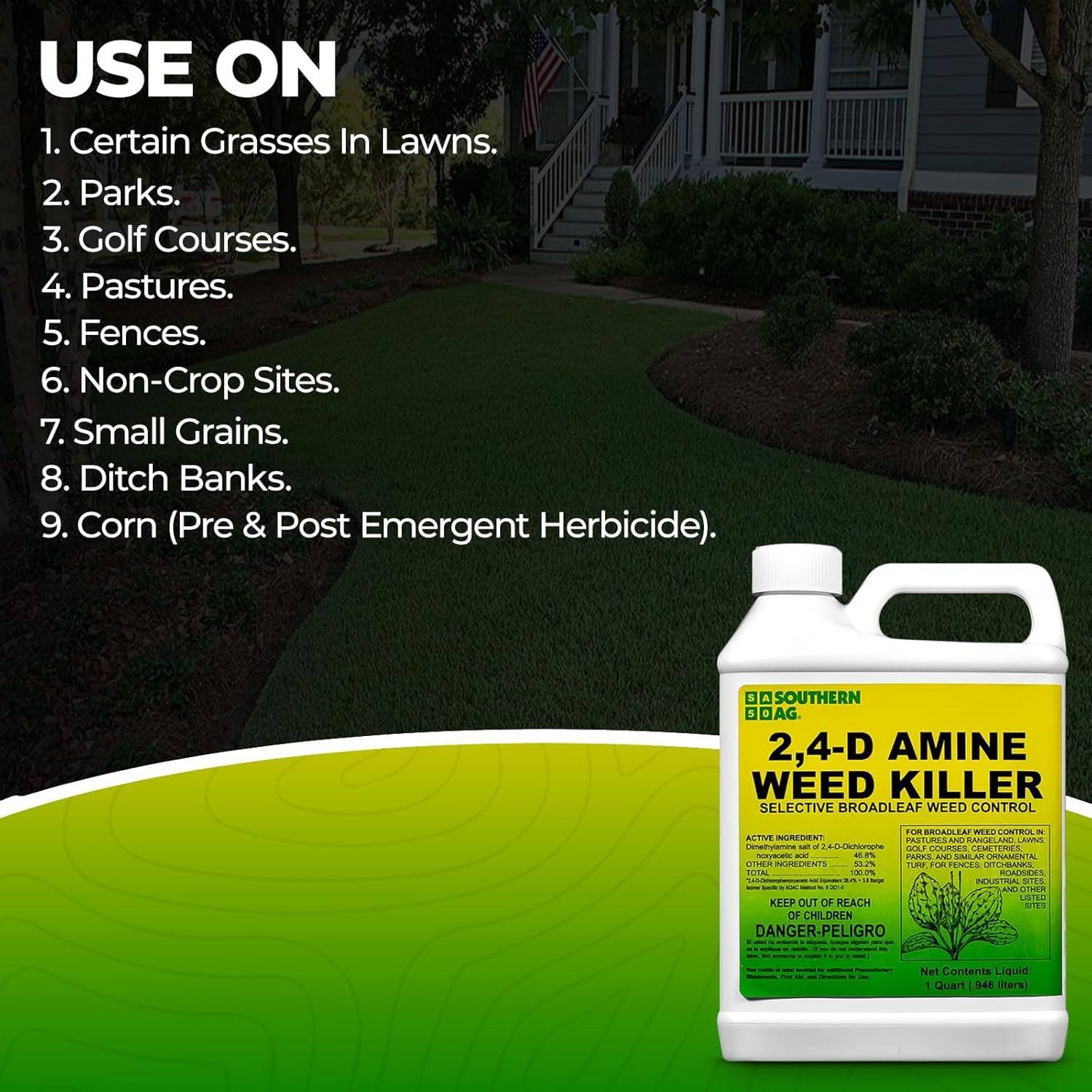 Heavy Duty Weed Killer for Lawns, Concentrated Liquid, 1 Qt 2-Pack E917840