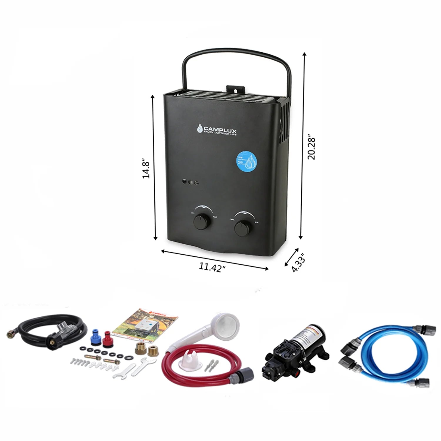 Outdoor Portable Propane Tankless Water Heater with Pump H2015