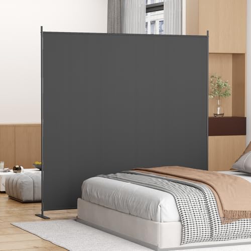 8-Panel 6 ft Tall Indoor Folding Room Divider, Portable Privacy Screen, Freestanding Partition, Dark Grey K442