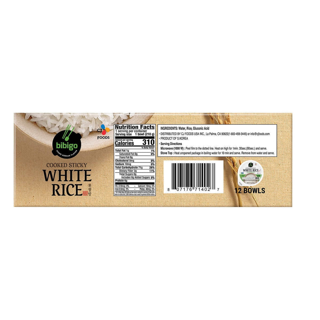 Cooked Sticky White Rice Bowls, 7.4 oz, 12 Count C585465