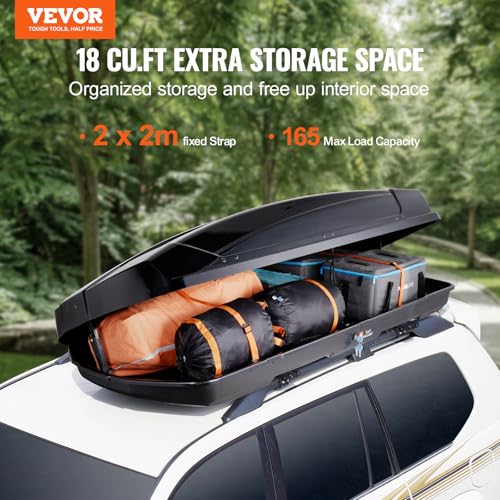 Roof Cargo Carrier, 18 Cubic Feet, Hard Shell, Dual-Sided Opening C75445