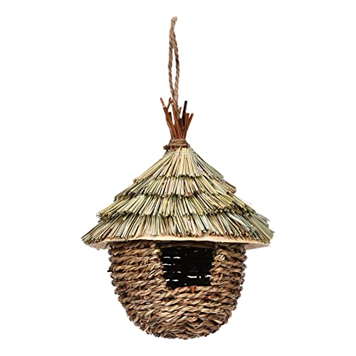 Hanging Straw Woven Bird House for Outdoor Backyard Decor V357981