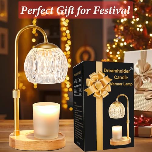 Candle Warmer Lamp with Timer and Dimmer, Adjustable Height, Gold J4263