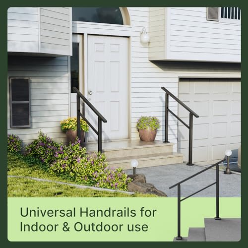 Outdoor Step Handrail for 3 Steps, Black Stair Railing Kit N667641