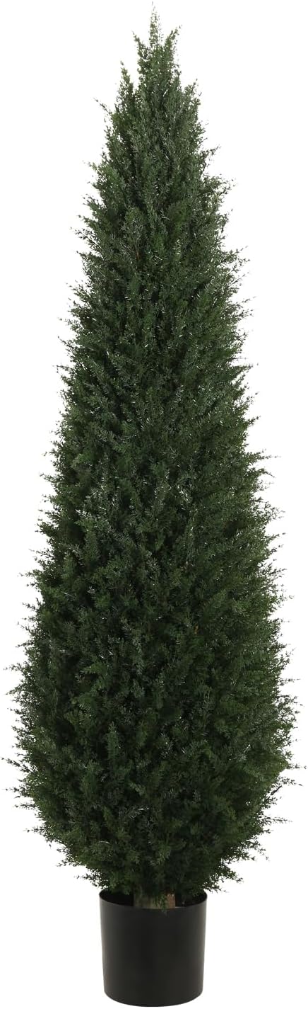 6ft(72”) Artificial Cedar Topiary Tree Potted Plants UV Resistant Leaves Outdoor Artificial Shrub Home and Office Interior Decoration Outdoor Pruned Trees Artificial Outdoor Tree