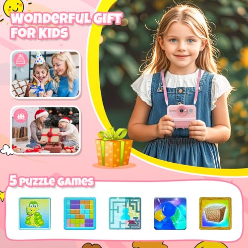 Kids Instant Print Camera 1080P HD with 3 Rolls Paper & 32GB Card V473