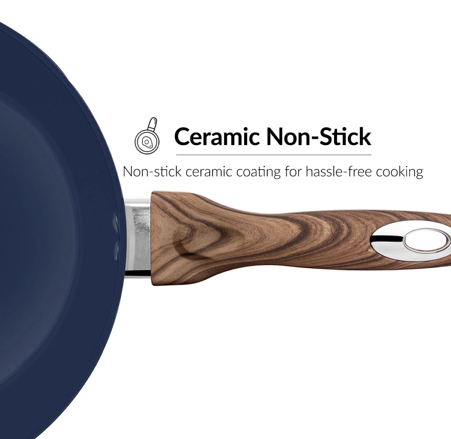 11 inch Deep Fry Pan with Lid, Non-Stick, Wood Handle M769