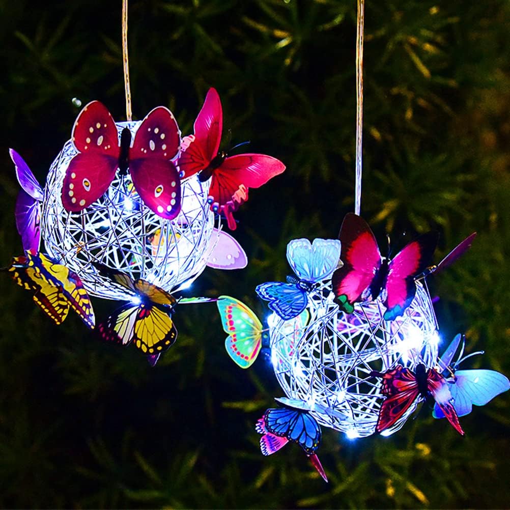 Solar Hanging Mesh Orb with LED Butterfly Light X476