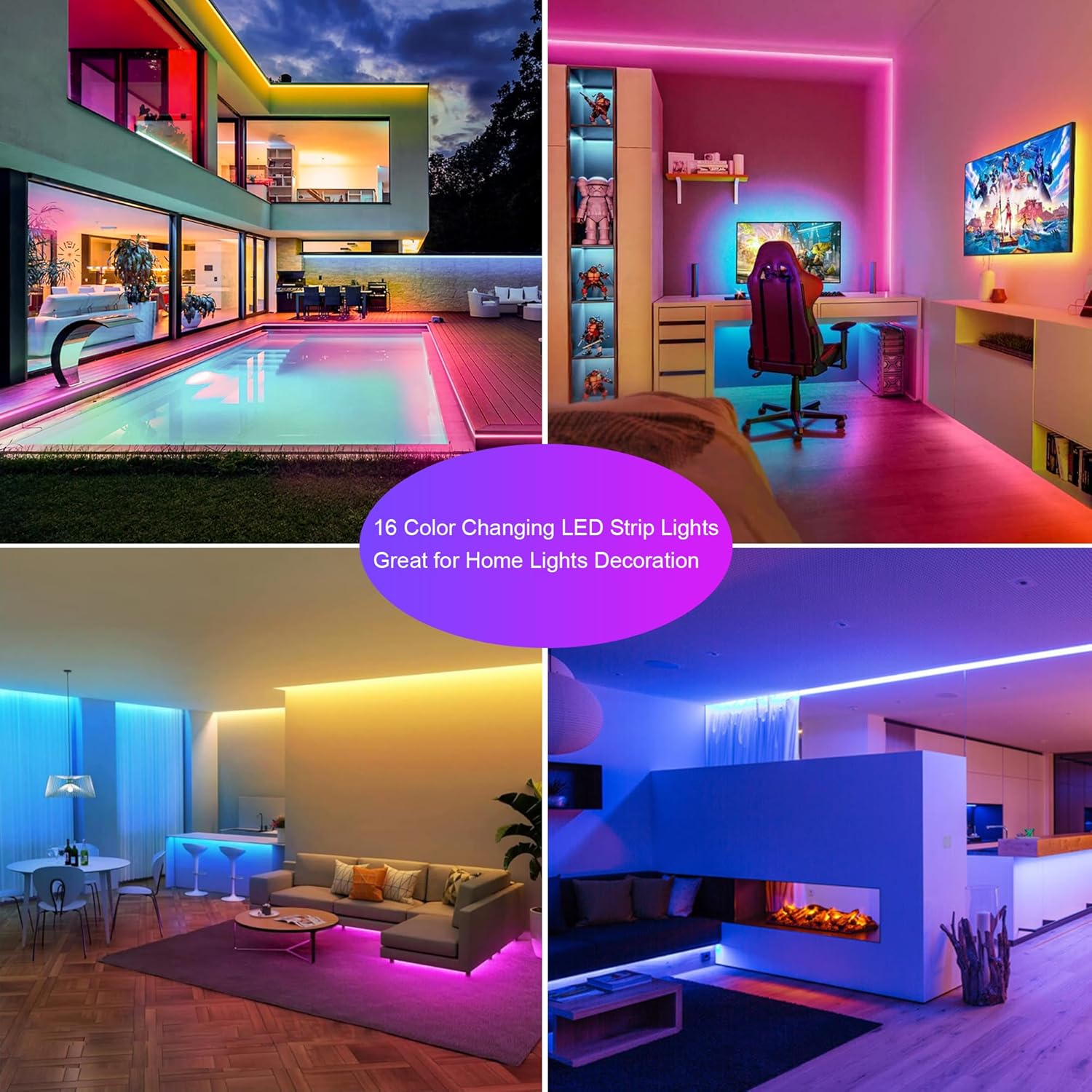 RGB LED Strip Lights Battery Powered, 16.4FT 150 LED, Remote Control, Dimmable S61602