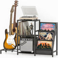 Record Player Stand with Guitar and Vinyl Storage Z518258