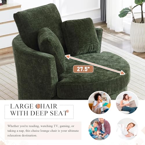 Swivel Barrel Chair with Ottoman for Living Room Bedroom, White W553228