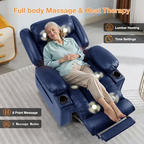 Large Power Lift Recliner Chair for Elderly with Heat and Massage, USB Port, Dark Brown A742
