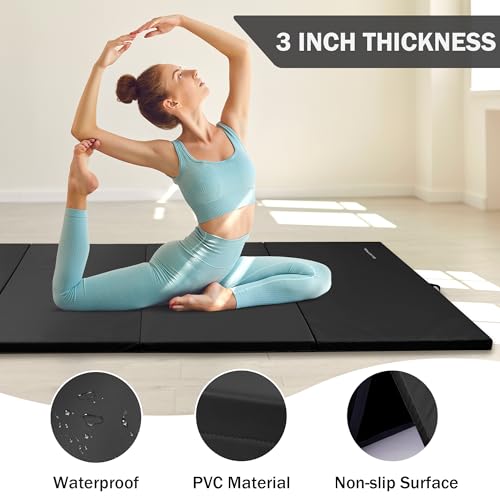 Folding Exercise Gymnastics Mat 4x10x3 Inch with Carrying Handles G881552