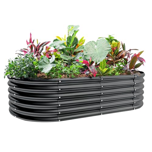Galvanized Raised Garden Bed Kit, Oval Metal Planter Box for Vegetables E707229
