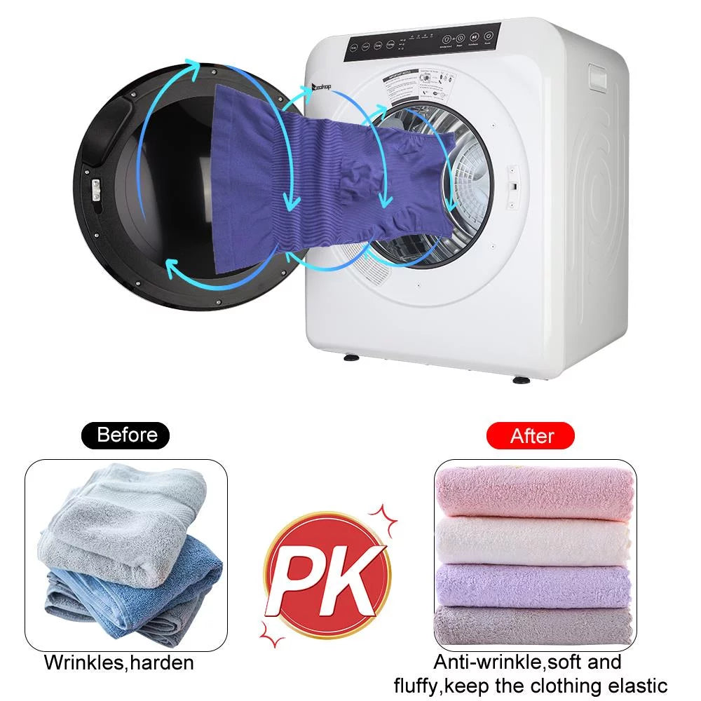 Compact Electric Clothes Dryer 13lbs Capacity Stainless Steel, White F4469