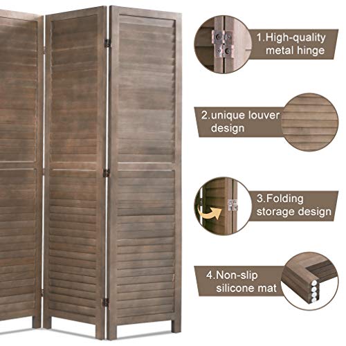 6 Panel Wood Room Divider Freestanding White 5.57 FT S6393