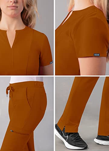 Notched V-Neck Scrub Top & Skinny Cargo Scrub Pants Set J923