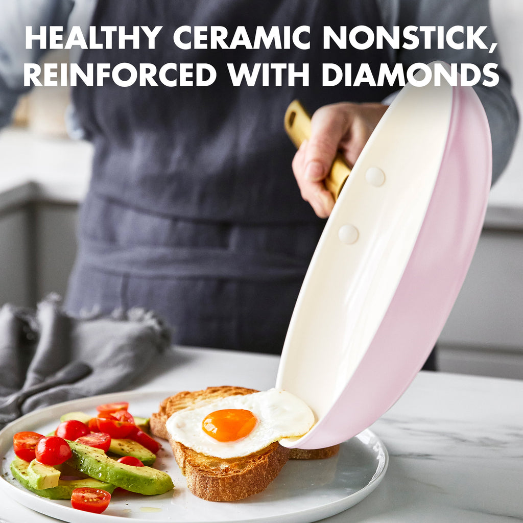 Healthy Ceramic Nonstick 10-Piece Cookware Set, Blush Pink B548993