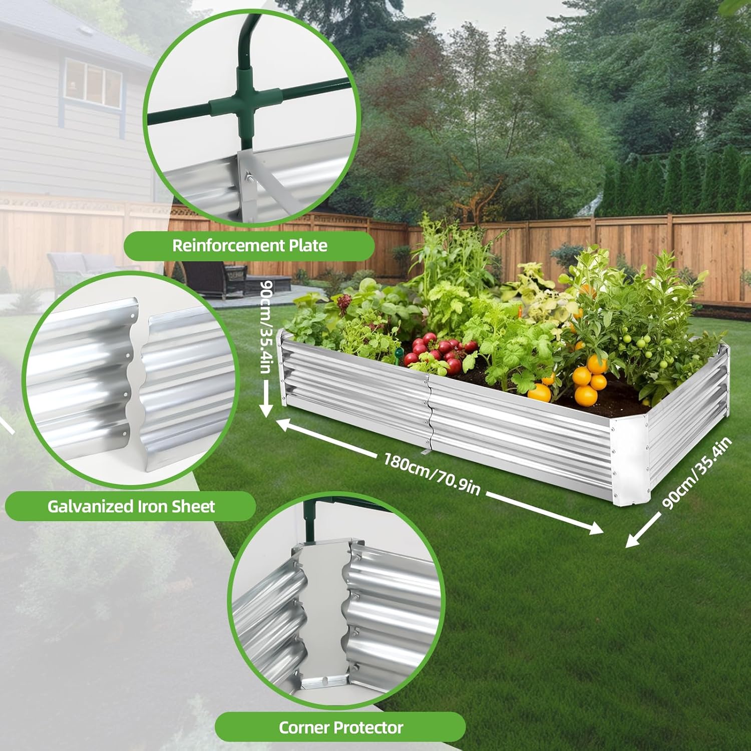 Galvanized Raised Garden Bed with Greenhouse Cover V419003