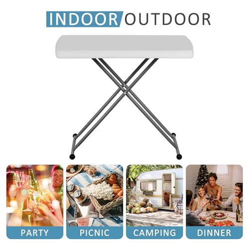 Portable 4 Foot Plastic Folding Table, Indoor Outdoor Heavy Duty, White R80992